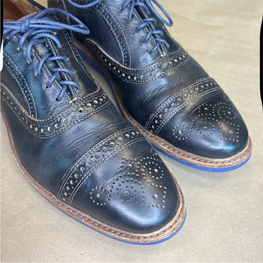 Allen Edmonds Strandmok Wingtip Oxford Shoes Mens 12D Black Leather Dainite Sole